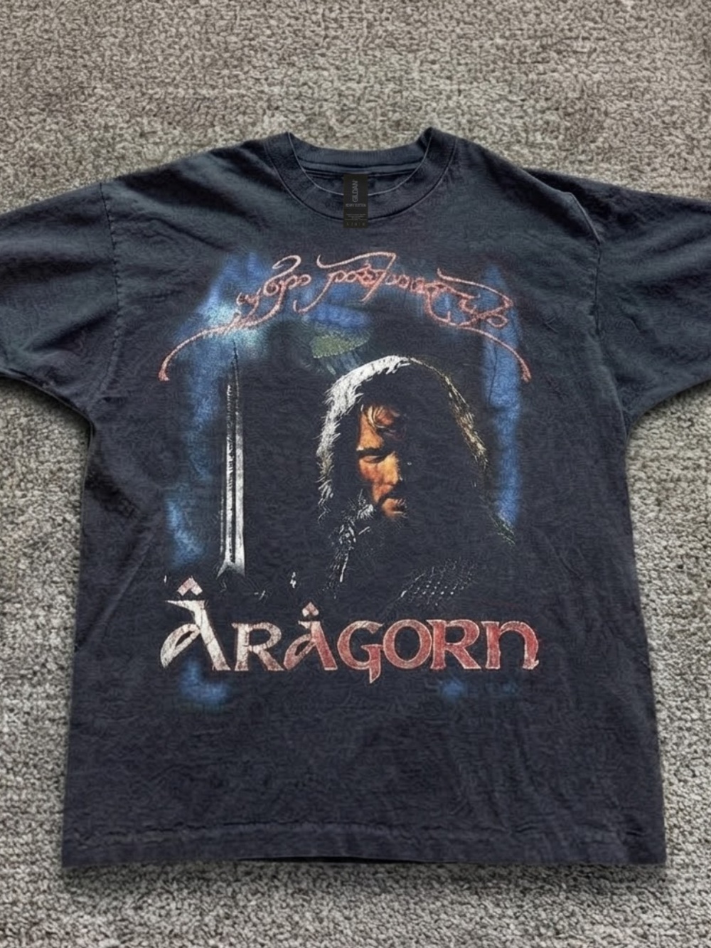 Gildan Black Aragorn Graphic Tee - Black with Red Accents